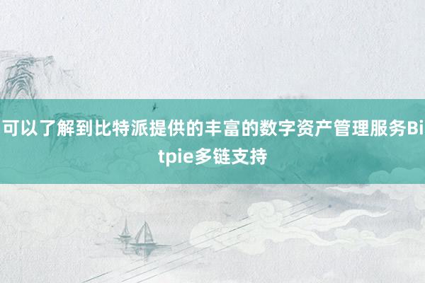 可以了解到比特派提供的丰富的数字资产管理服务Bitpie多链支持