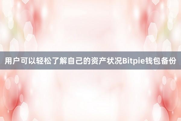 用户可以轻松了解自己的资产状况Bitpie钱包备份