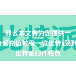 那么本文将为您提供一份比特派充值教程一览比特派硬件钱包